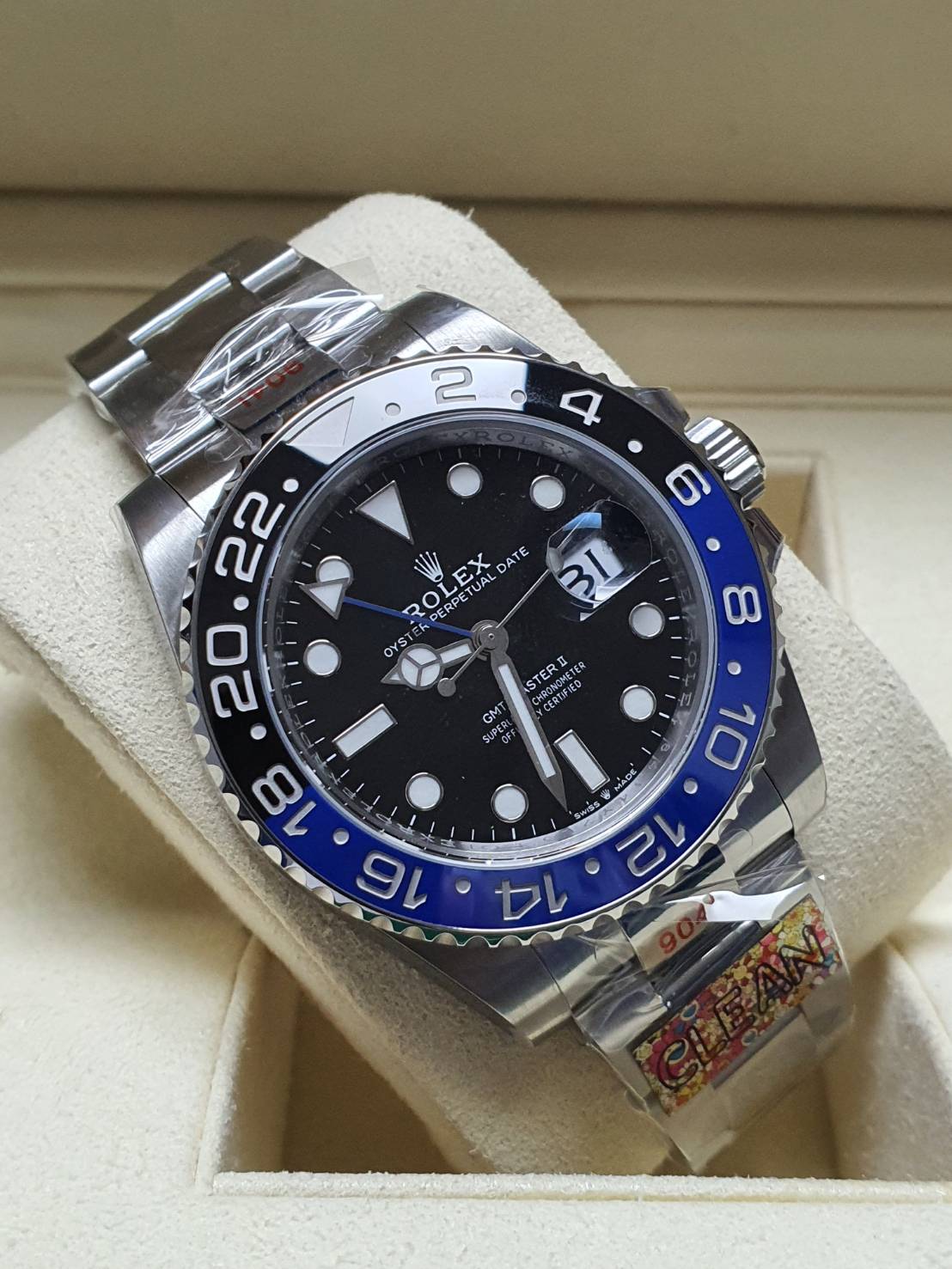 PRE-ORDER ROLEX GMT MASTER II BATMAN CLEAN FACTORY (40MM.) กลไกโคลน ROLEX 3186