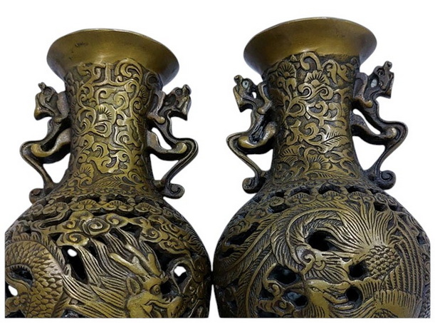 (คู่)แจกันลายหงส์มังกร แบบกลม-P430-