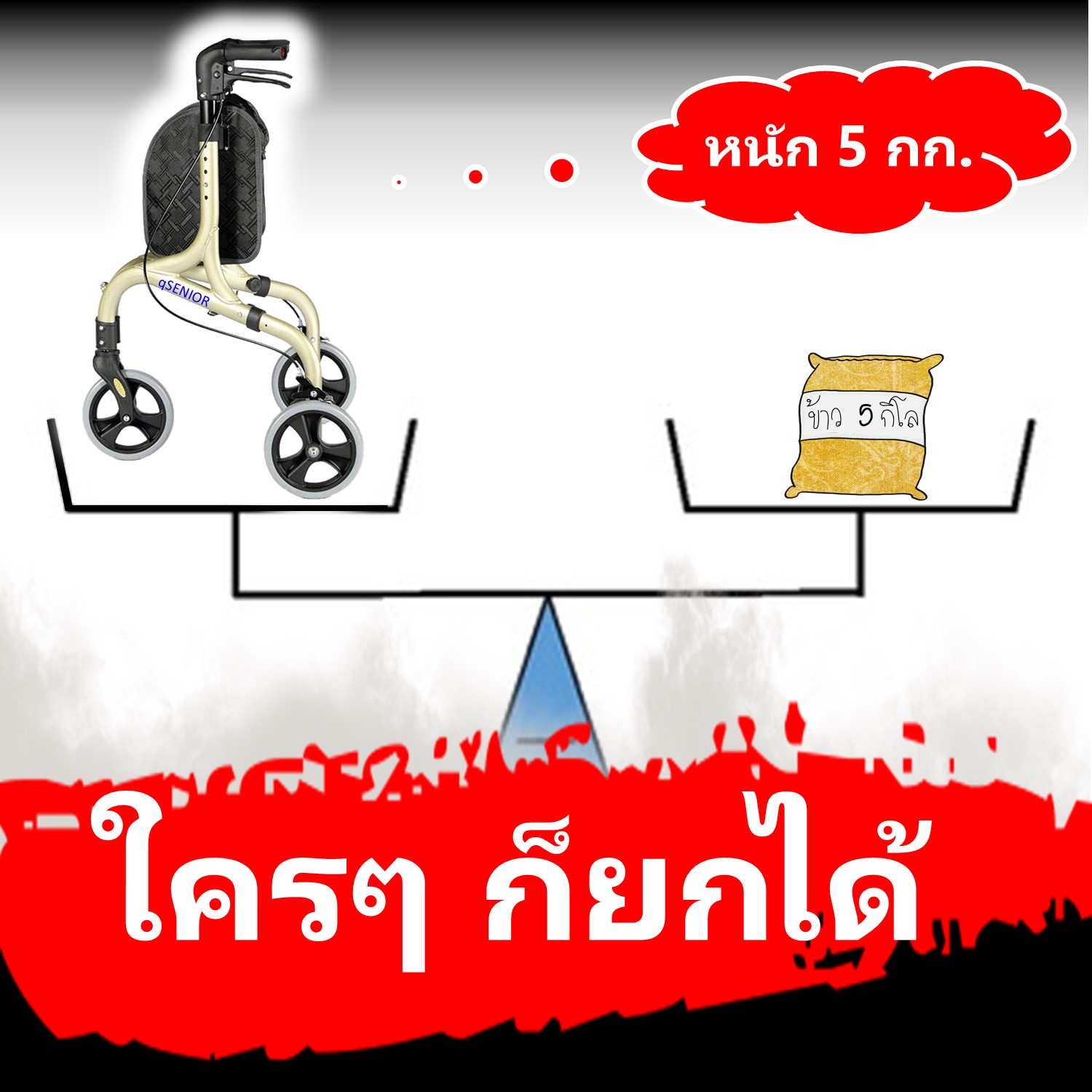 รถเข็นช่วยเดิน Rollator รุ่น TN01-3W qSENIOR รถเข็นหัดเดิน พยุงเดิน ผู้สูงอายุ ผู้ป่วย รถเข็นผู้ใหญ่