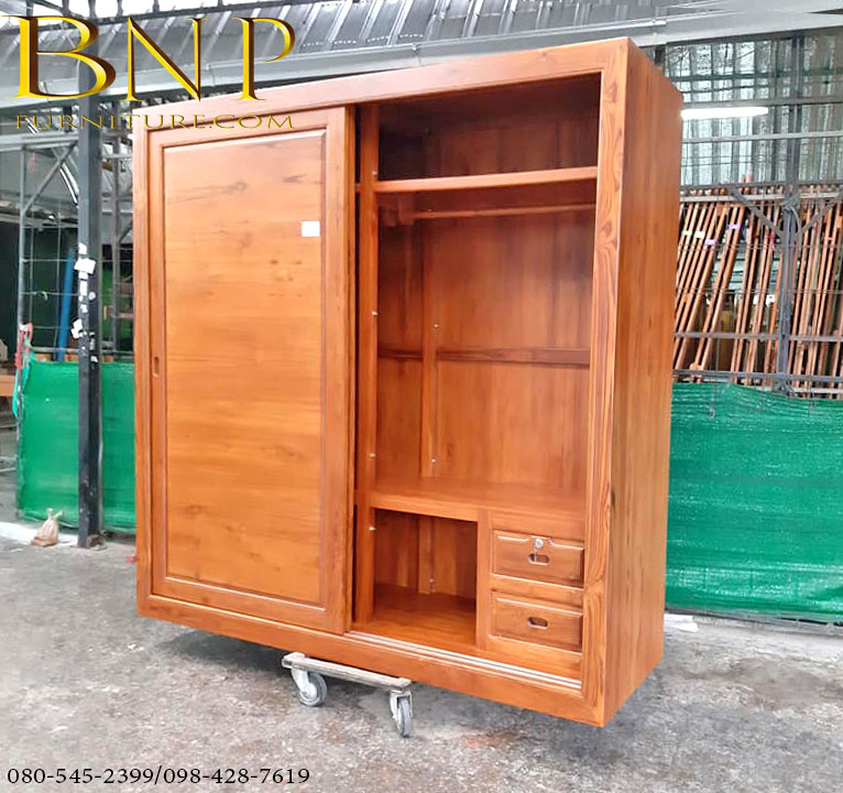 ตู้เสื้อผ้าบานเลื่อน 2 เมตร บานกรอบรูป