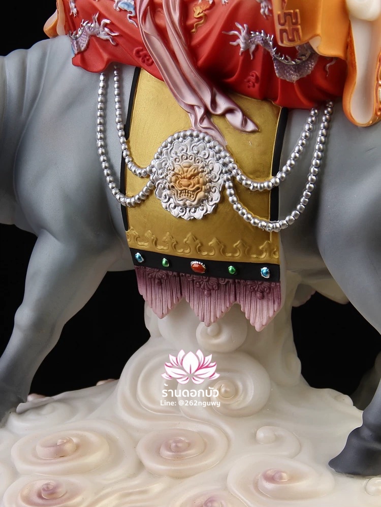 ไท่เสียงเหล่ากุง ไท่ส่องโล้กุ๊น ไท้ซังเหล่าจวิน หรือเล่าจื้อ ปางประทับนั่งขี่วัว งานหินอ่อนคุณภาพสูง ขนาด 16/19/26 นิ้ว