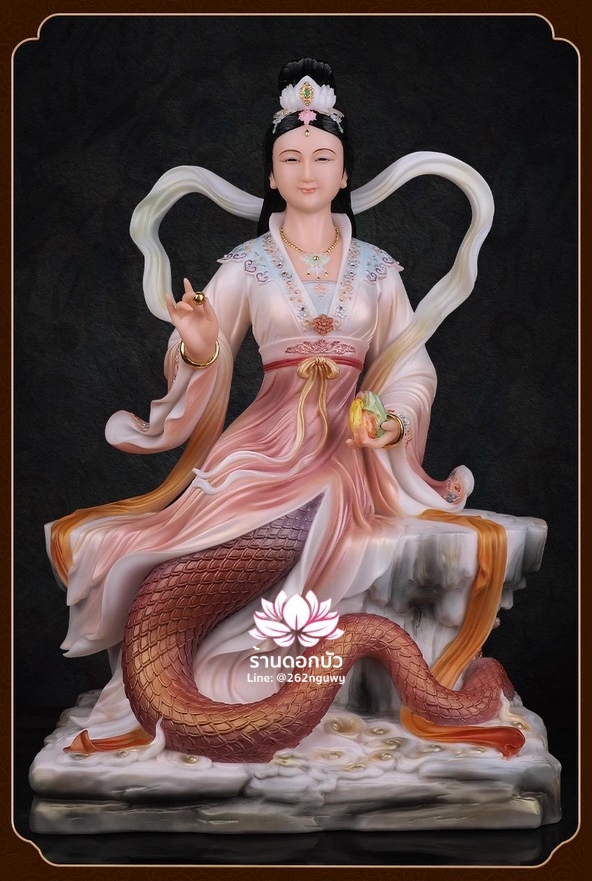 พระแม่หนี่วา เจ้าแม่หนี่วา เทพมารดาแห่งชาวจีน ปางนั่งบัลลังก์ งานหินอ่อนคุณภาพสูง ขนาด 12/16/19/26 นิ้ว