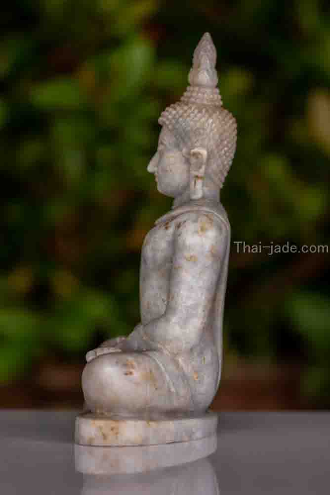 พระปางสมาธิ หินหยกพม่า ขนาด5นิ้ว พระแกะสลักหิน งานศิลปะ มีฝีมือ