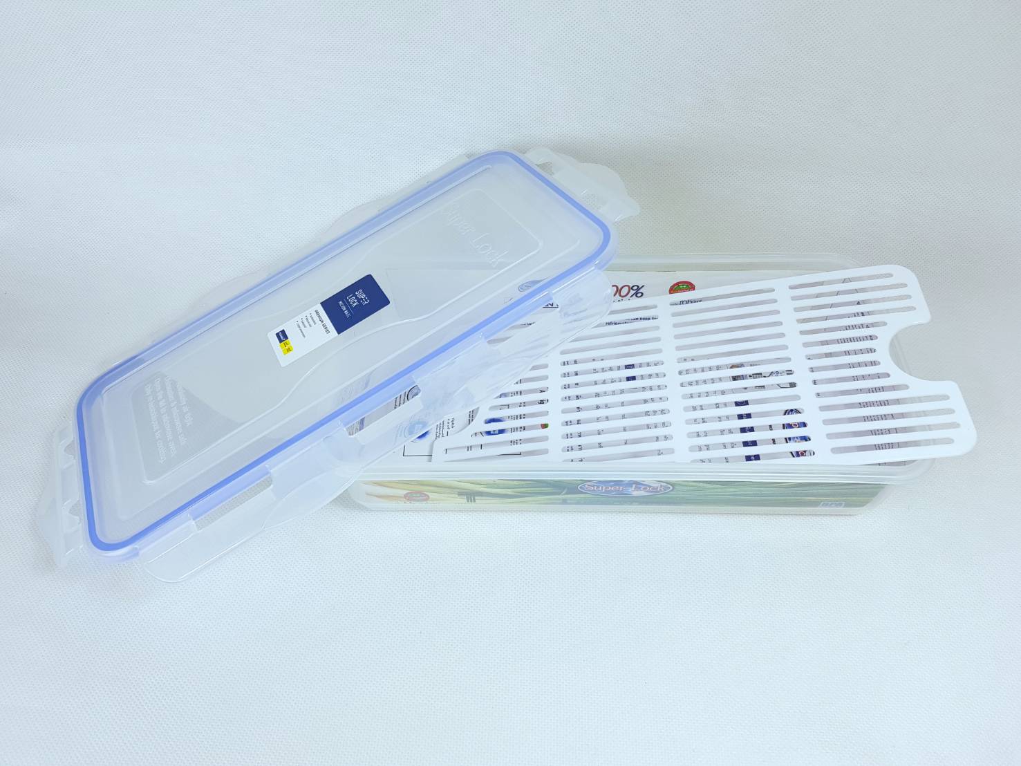 Small Evting กล่องถนอมอาหาร Super Lock รุ่น5013 บรรจุได้1800มล. มีฝาตะแกรงด้านใน ป้องกันความชื้น เข้าไมรโครเวฟได้ กล่องเก็บอาหาร กล่องเก็บผักสด