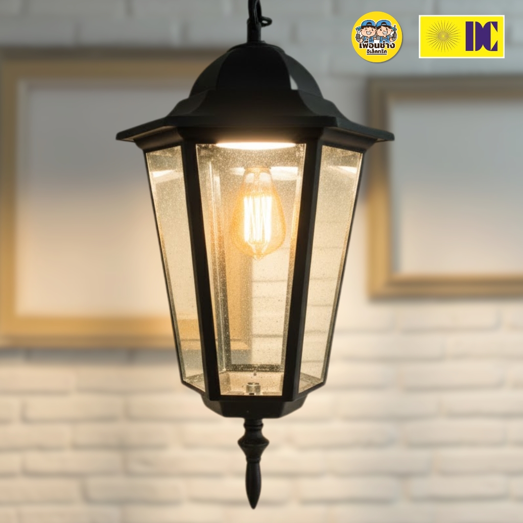 ยี่ห้อ DC โคมไฟห้อยเพดาน รุ่น C-817H/1-BK เฉพาะโคมไฟไม่มีหลอดแถม ใช้กับขั้ว E27 โคมไฟDC สีดำ