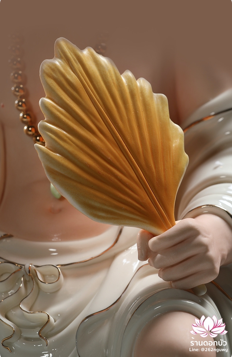 พระอรหันต์จี้กง เต้าจี้ฉานซือ งานกระเบื้องฮกเกี้ยน สีขาวขลิบทอง ขนาด 16 นิ้ว