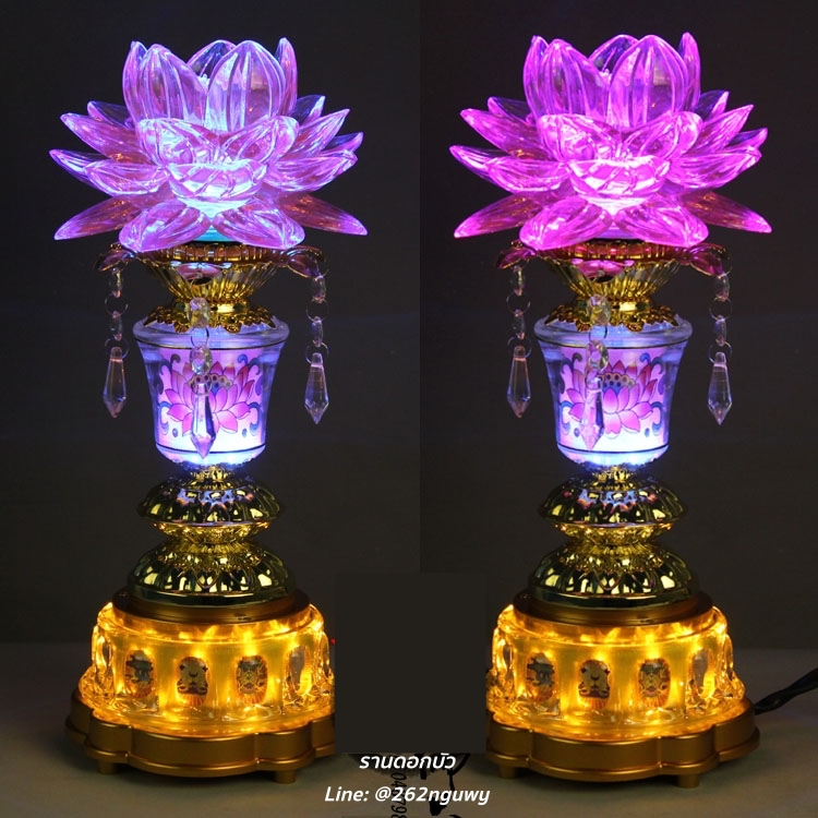 โคมไฟดอกบัว พร้อมเสียงบทสวดมนต์ หมุนได้