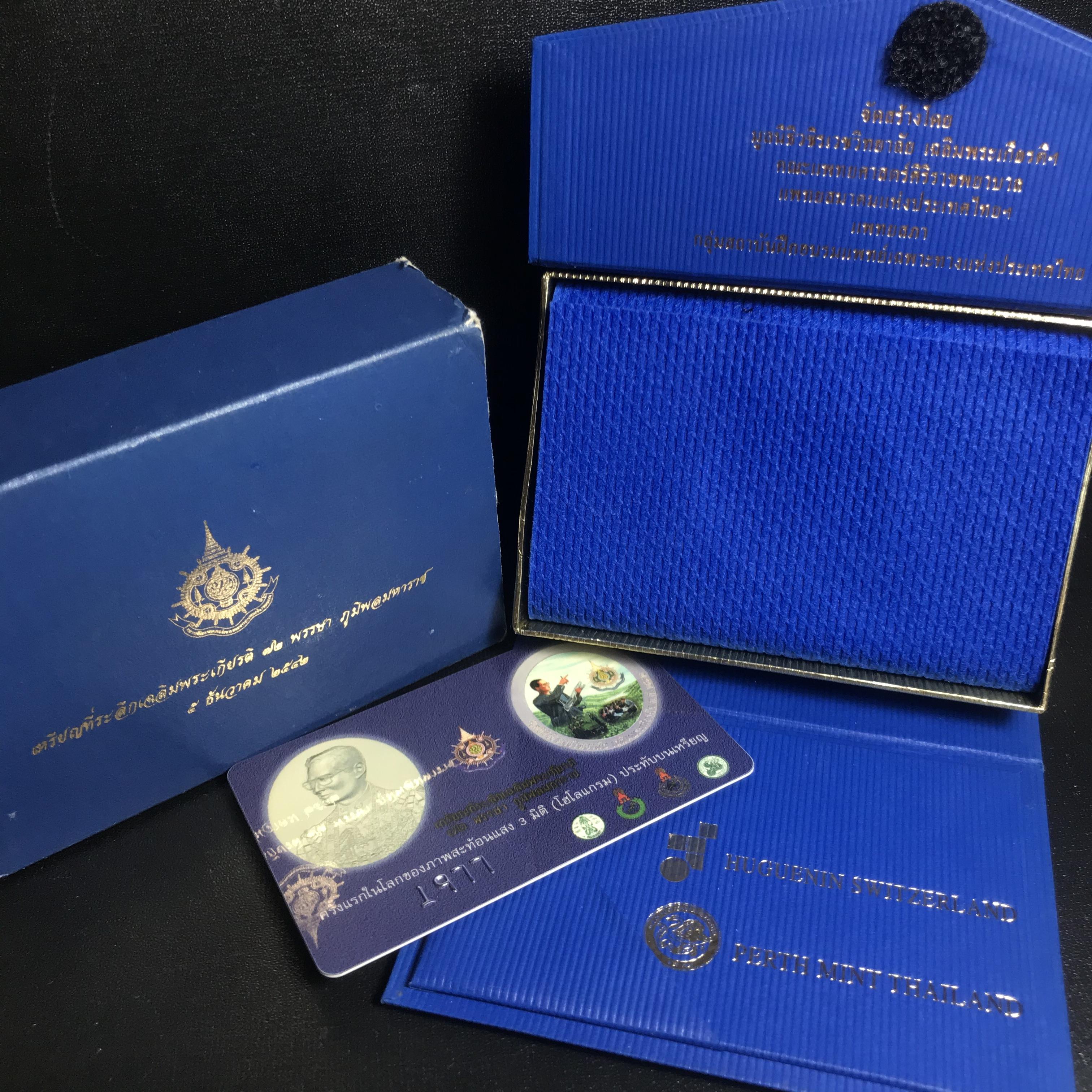 เหรียญ ร.9 เฉลิมพระเกียรติ 72 พรรษา 3 มิติโฮโลแกรม(รุ่นแรก) เนื้อเงินขัดเงา(ผลิตจากโรงงานกษาปณ์ฮูกานินทร์ ประเทศสวิสเซอร์แลนด์)(สภาพสวยเดิมพร้อมกล่องบรรจุใบรับรองเดิม)สร้างน้อยหายาก