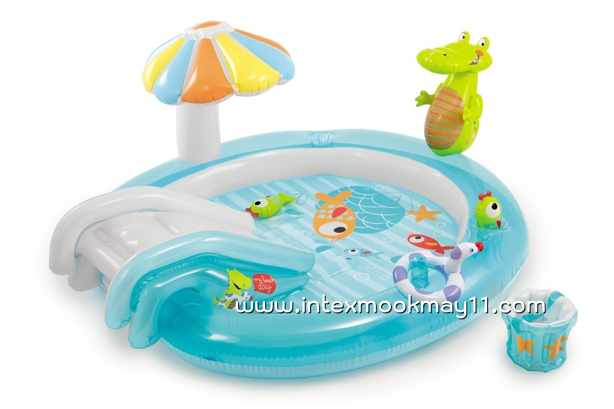 Intex สวนน้ำเป่าลมจระเข้น้อยแฟนซี สีฟ้า 57129