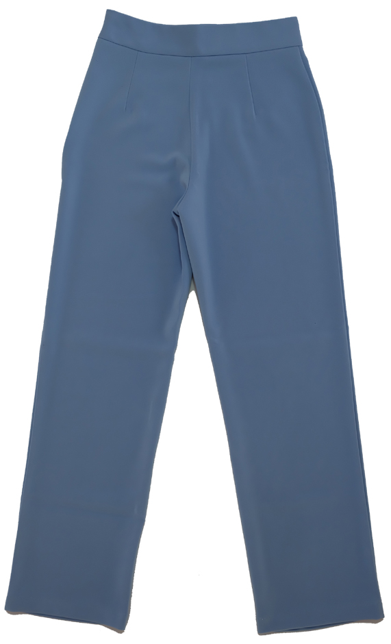 กางเกงขากระบอกเอวสูง ผ้าฮานาโกะ สีฟ้าคราม Size S M L XL สำเนา