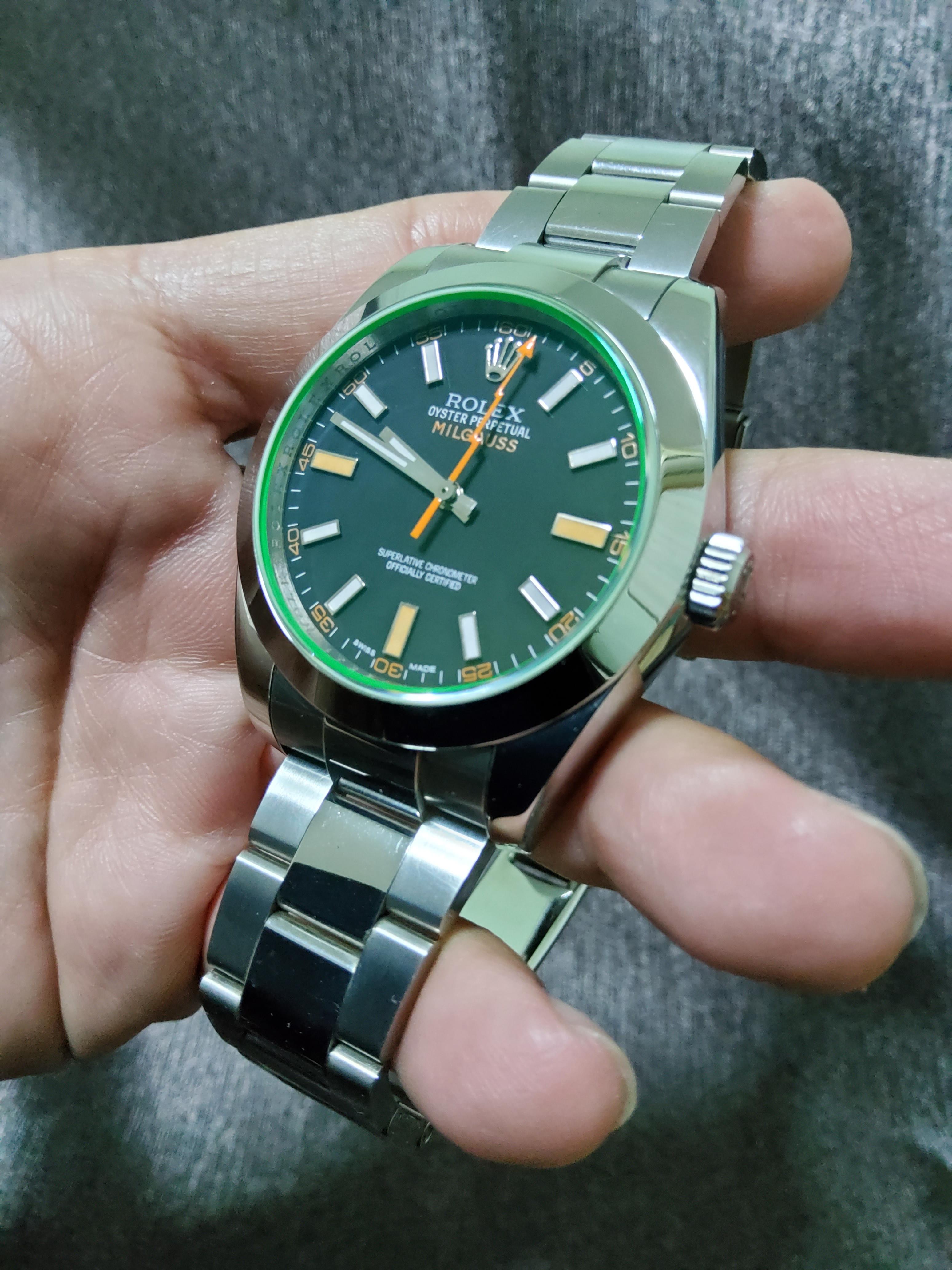 USED ROLEX MILGAUSS (40MM.) กลไกโคลน ROLEX 3035