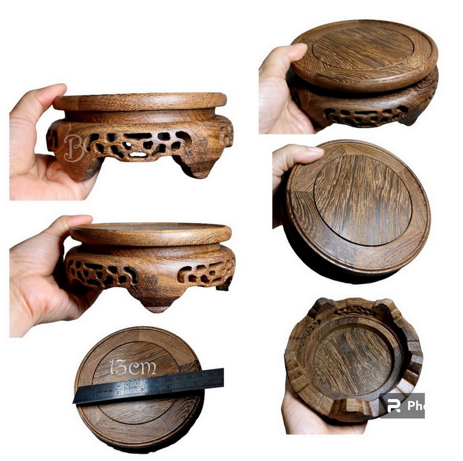 กี๋หรือฐานไม้ทรงกลม ไม้wenge (แบบด้าน)--BPT054--