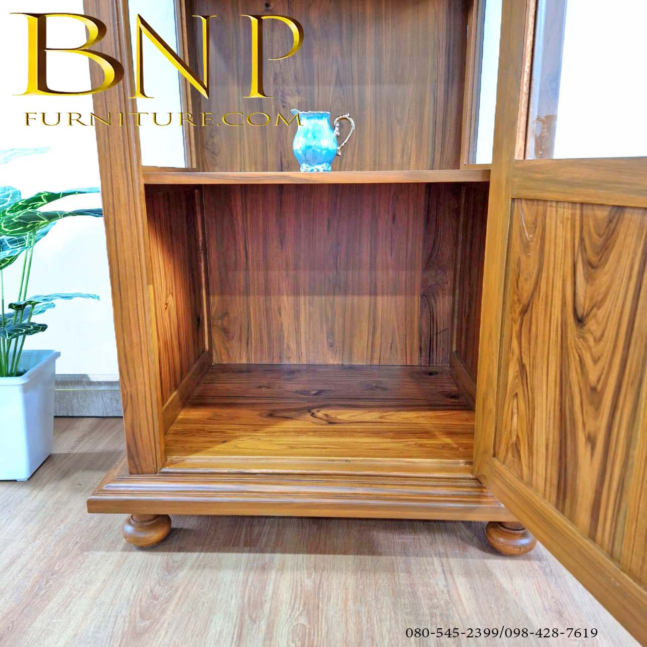 ตู้โชว์โบราณไม้สักทอง สูง 1.8 เมตร