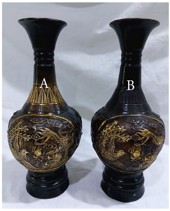 (เดี่ยว)แจกันจีนลายหงส์คู่มังกร สูง 23cm ใบละ