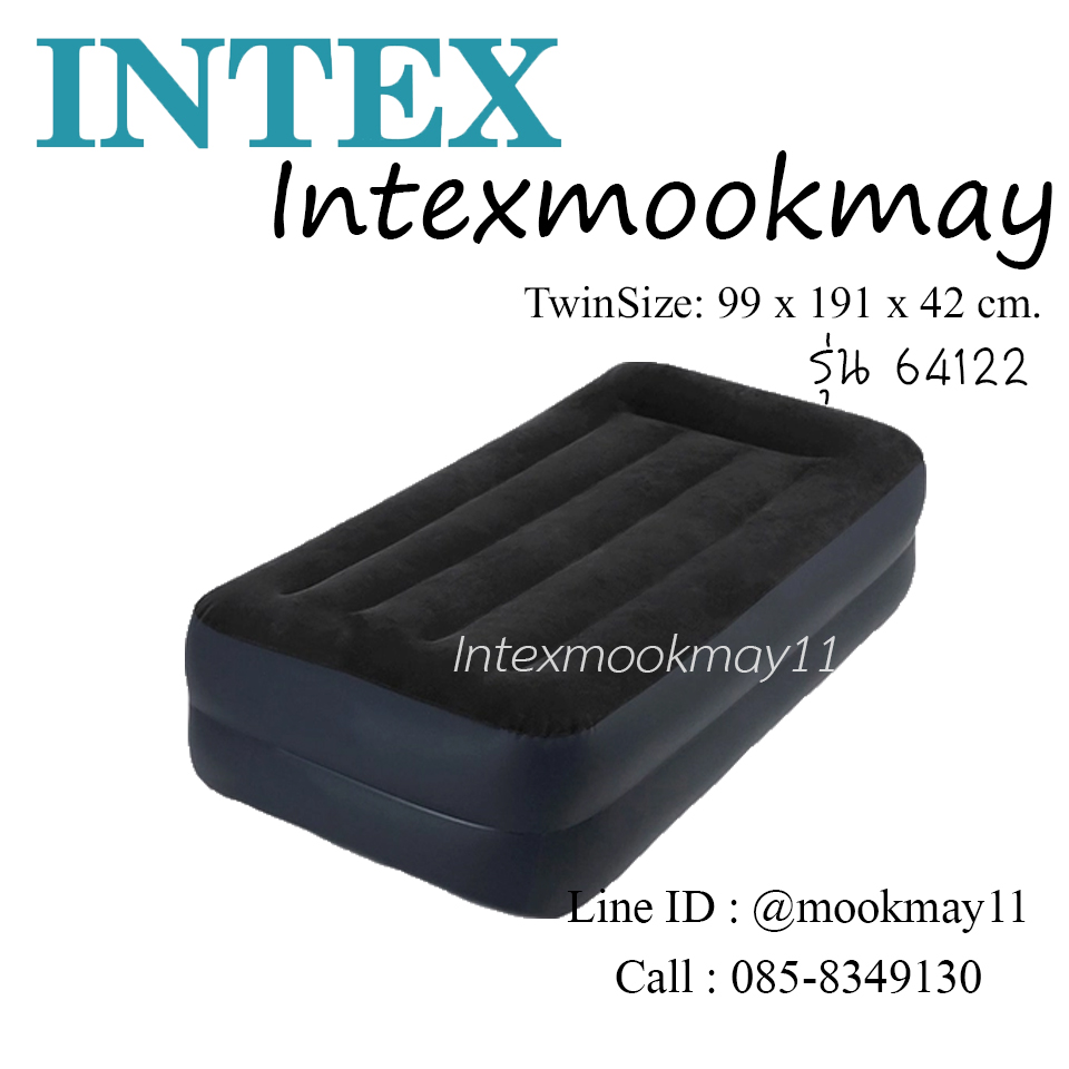 Intex 64122 Pillow Rest Raised ที่นอนเป่าลมสีดำ ขนาด 3.5 ฟุต ปั้มลมในตัว