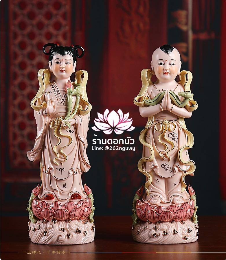 กิมท้ง-เง็กนึ่ง, เซียนจ๋าย-หยกลื้อ ลูกศิษย์พระโพธิสัตว์กวนอิม งานกระเบื้องฮกเกี้ยน ขนาด 8/10/12/14 นิ้ว