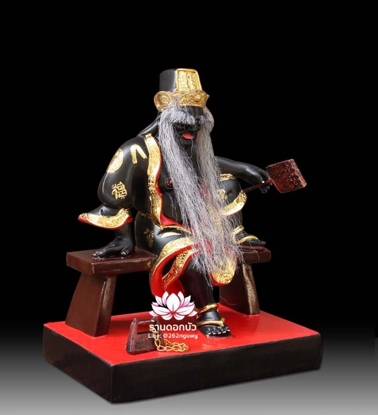 ชิดเอี๋ยโป๊ยเอี๋ย ตั่วแปะหยี่แปะ ยมฑูตขาวดำ ปางนั่งชันเข่า งานเรซิ่น ขนาด 10/12/16 นิ้ว