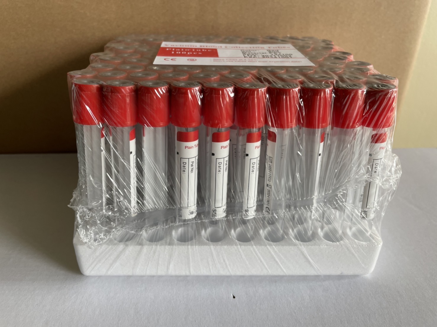 Vacuum blood tube หลอดสุญญากาศไม่เคลือบสาร ขนาด3,5,10ml, 100pc/pac