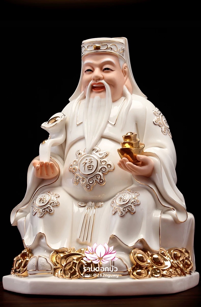 แปะกงแปะม่า ปุนเถ้ากงปุนเถ้าม่า เทพเจ้าที่ตี่จู้เอี๊ยะ ปางประทับนั่งบนเงินทอง ขนาด 12 นิ้ว