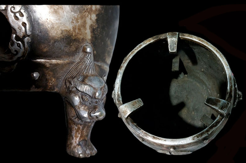 เตากำยาน ของสะสม ของตกแต่งบ้าน ของตกแต่งร้าน สไตล์จีนโบราณ -ในรูปแบบเตาถ่านทรงกลองขาสิงห์