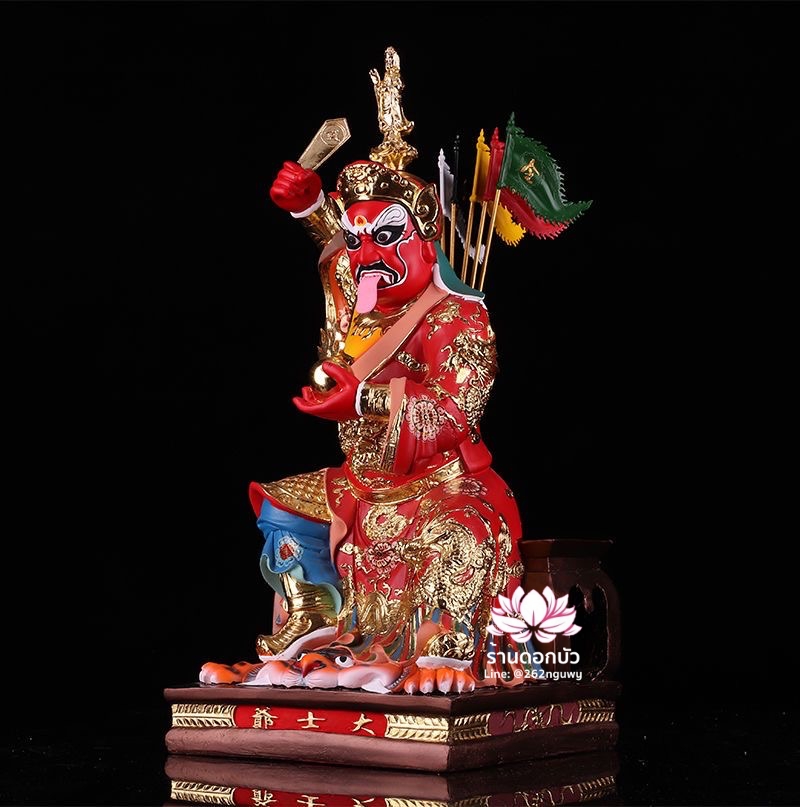 ไต่สือเอี๊ย พ้อต่อกง กวนอิมไต่ซือ เทพเจ้าสายนรก ปางนั่งเหยียบเสือ งานเรซิ่น ขนาด 12/16/19/26 นิ้ว