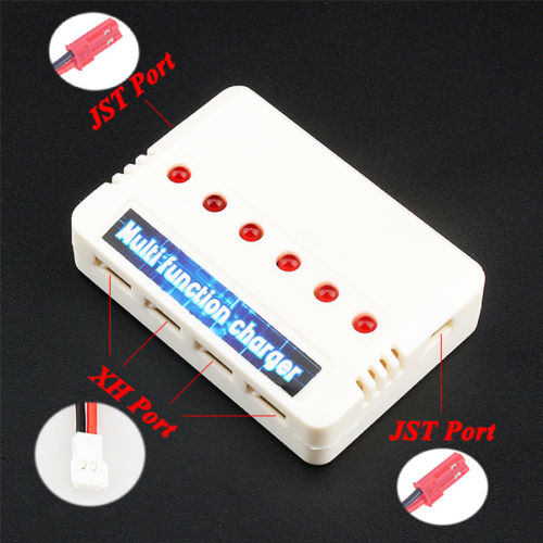 เครื่องชาร์จแบตเตอรี่ 3.7V ปลั๊กแดง JST และ ปลั๊กขาว (ชาร์จครั้งละ1-6ก้อน)