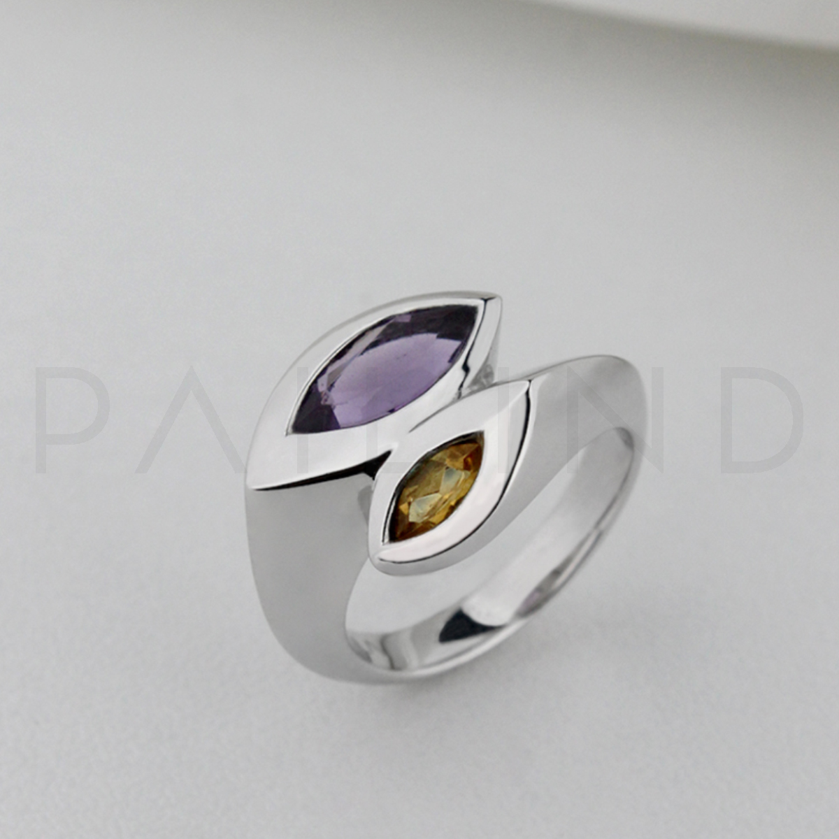 แหวนเงินประดับพลอย CITRINE & AMETHYST