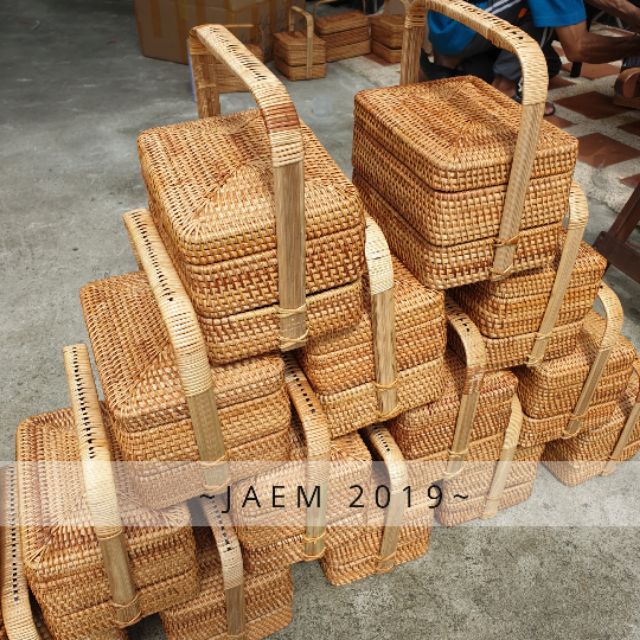 ปิ่นโตหวาย ตะกร้าหวาย 2 ชั้น ตะกร้าสาน