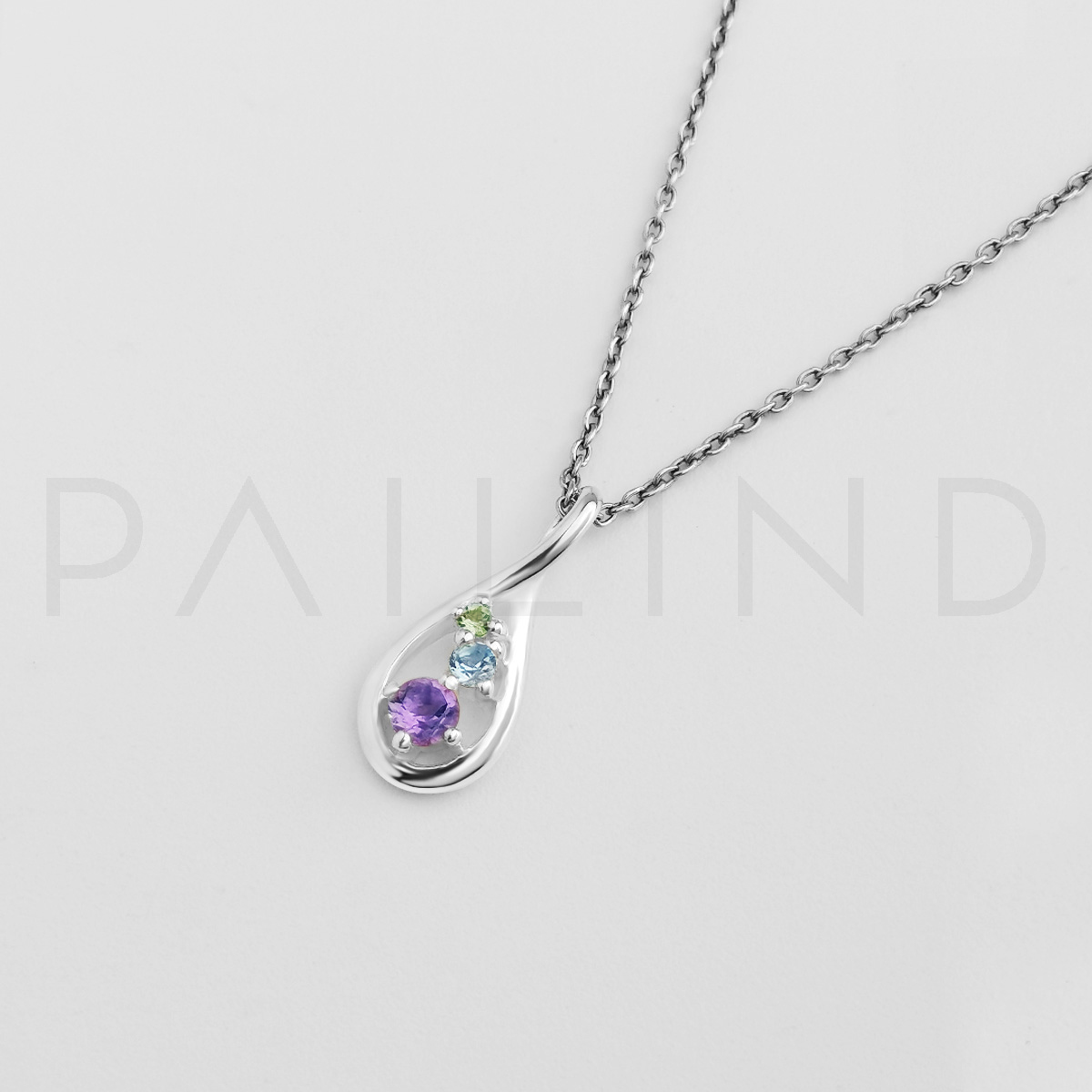 จี้เงินดีไซน์ ประดับพลอย Amethyst,Peridot,Sky blue topaz