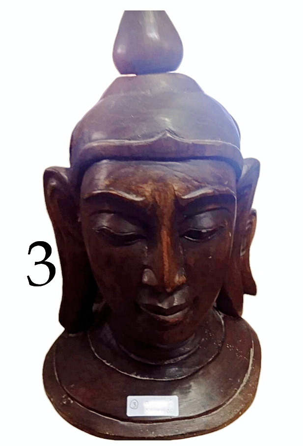ไม้แกะสลัก เศียรพระใหญ่ ศิลปะพม่า(เมียนมาร์) งานเก่า *รับเองจรัญฯ37*