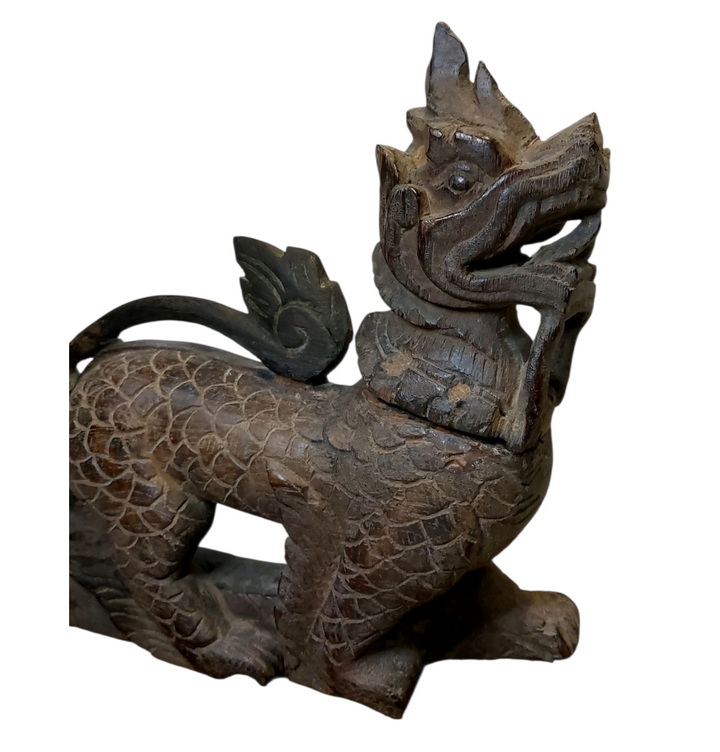 ไม้แกะสลักเก่า-สิงห์เศิลป์พม่า(ไม้แกะสลักประดับเกวียน)