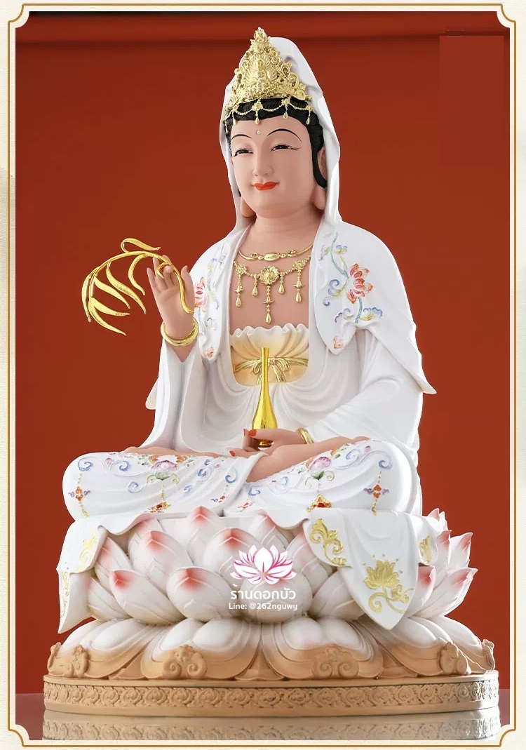 พระพุทธเจ้า (พระยูไล) พระโพธิสัตว์กวนอิม (กวนอิมผ่อสัก) พระมหาสถามปราปต์โพธิสัตว์ (ไต่ซีจี่ผ่อสัก) งานเรซิ่น ขนาด 12/16/19 นิ้ว