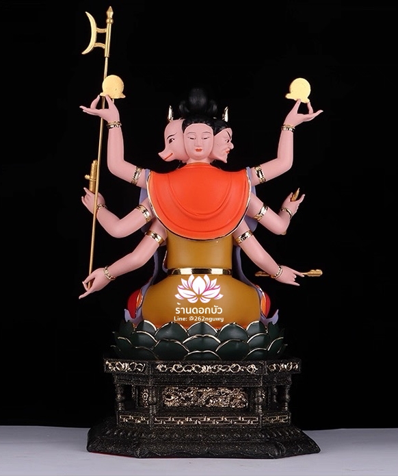 พระมารีจีโพธิสัตว์ เต๋าบ้อหง่วงกุง เต้าโบ้หงวนกุน งานลงสีวาดลวดลาย ขนาด 12/16/19 นิ้ว