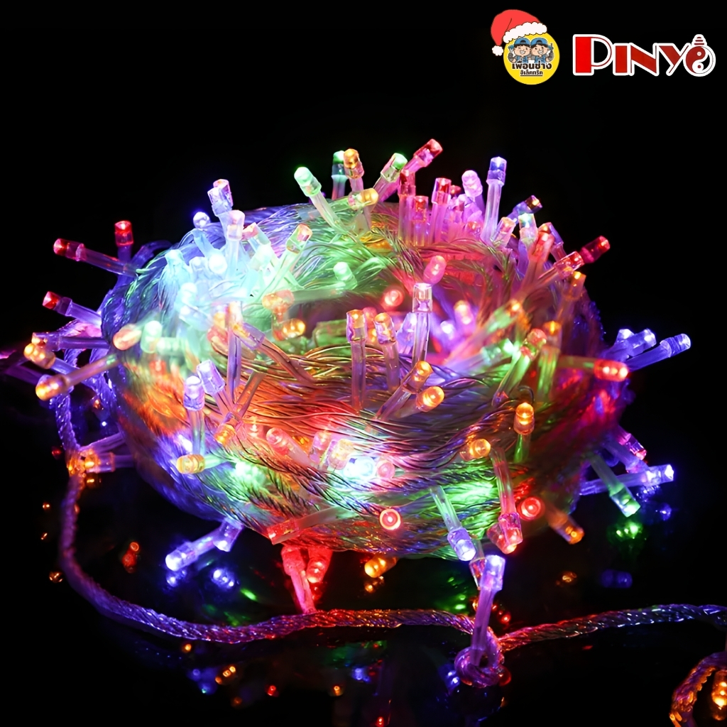 **แบบกระพริบ** PINYO ไฟเส้นประดับตกแต่ง ไฟคริสต์มาส ปรับได้8โหมด ยาว 10เมตร แสงขาว แสงวอร์ม แสงRGB ไฟภายนอกและภายใน