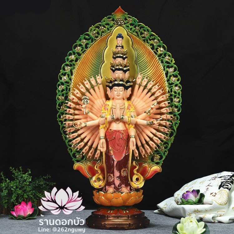 องค์พระโพธิสัตว์กวนอิมพันเนตรพันกร พระแม่กวนอิมพันมือ งานเรซิ่นเกรดเอ ขนาด 28 นิ้ว