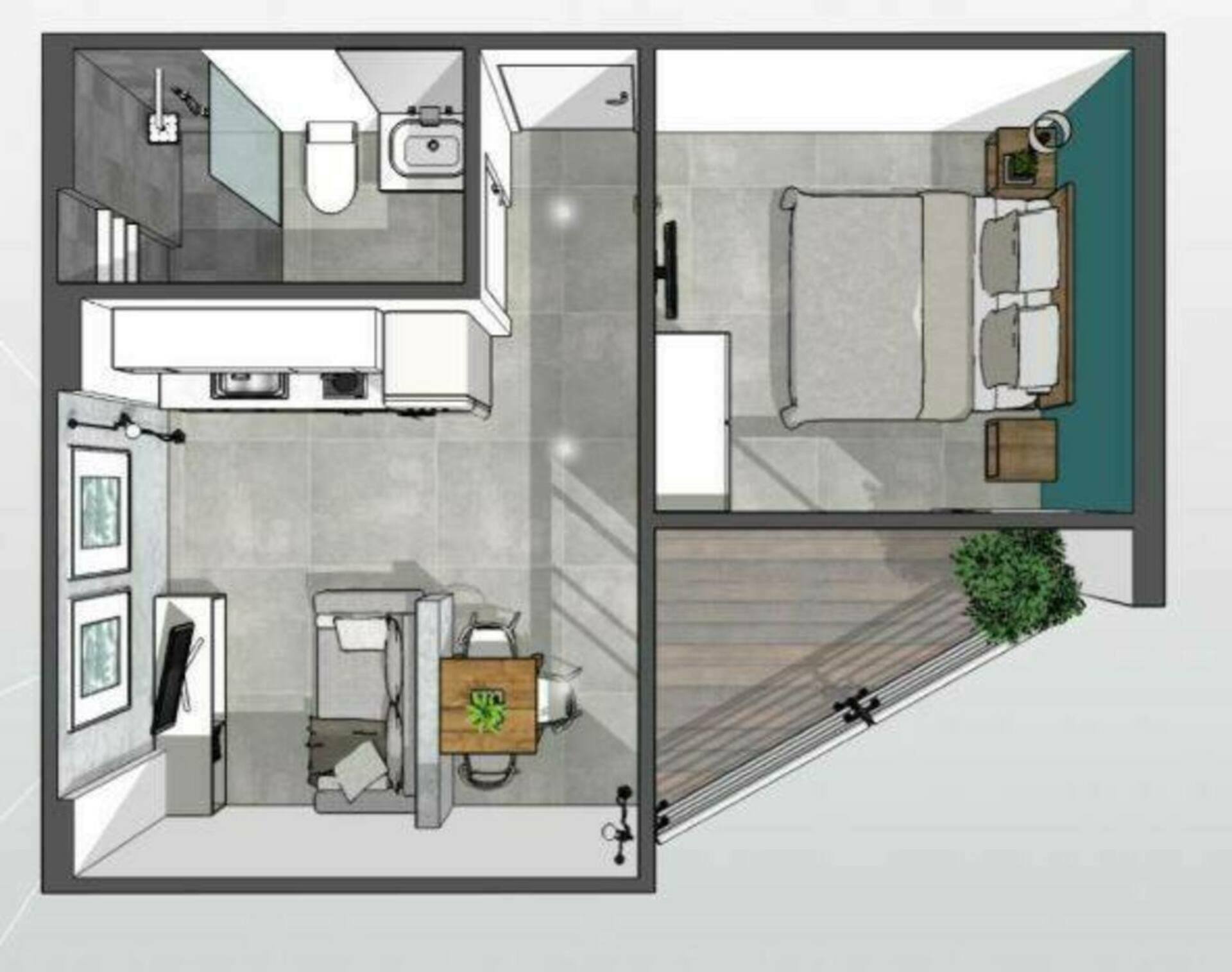 For Rent : Condo in Chalong area Tower II, 1 Bedroom 1 Bathroom, 4th flr.