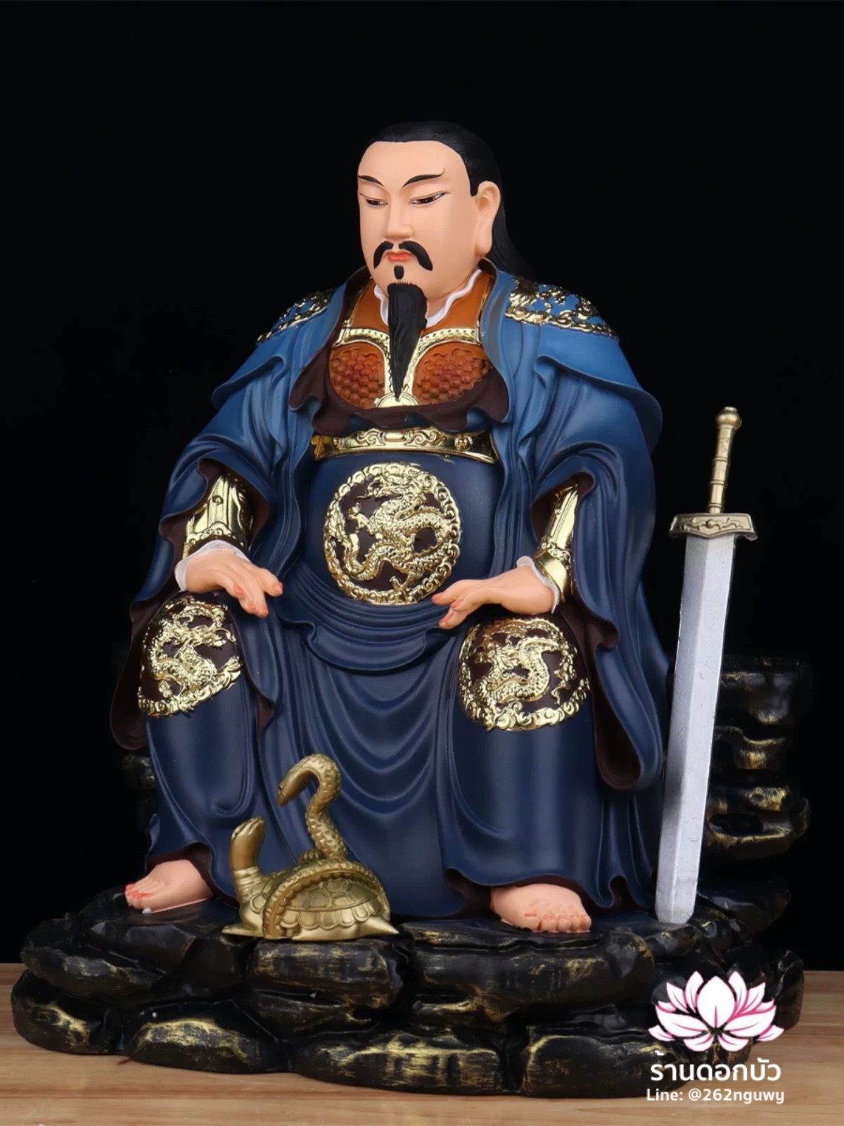 เฮี่ยนเที้ยนซ่งเต่ ตั่วเหล่าเอี๊ย หรือเจ้าพ่อเสือ ปางประทับนั่งบัลลังก์ ขนาด 12/16/19 นิ้ว
