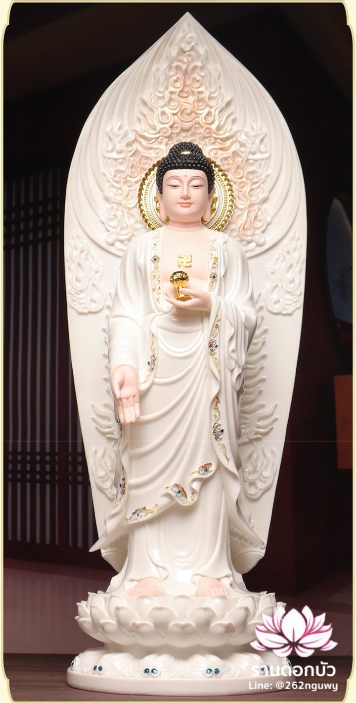 พระพุทธเจ้า (พระยูไล) พระโพธิสัตว์กวนอิม (กวนอิมผ่อสัก) พระมหาสถามปราปต์โพธิสัตว์ (ไต่ซีจี่ผ่อสัก) งานเรซิ่นคุณภาพสูง ขนาด 19 นิ้ว