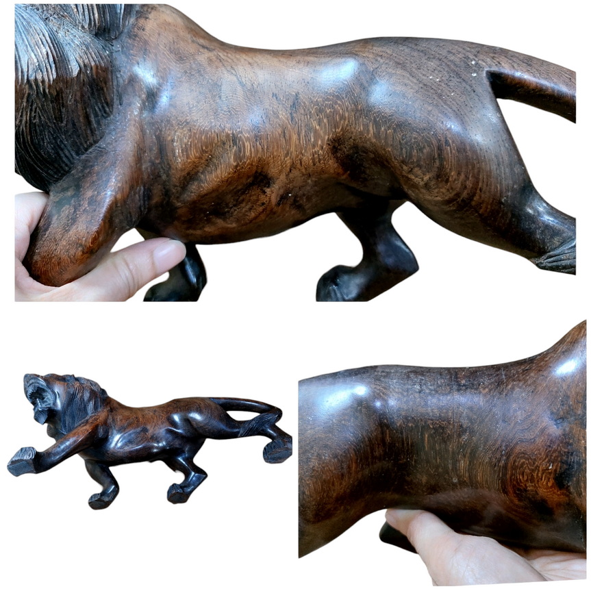 สิงโตคู่ ไม้แกะ งานเก่า-BPT260-