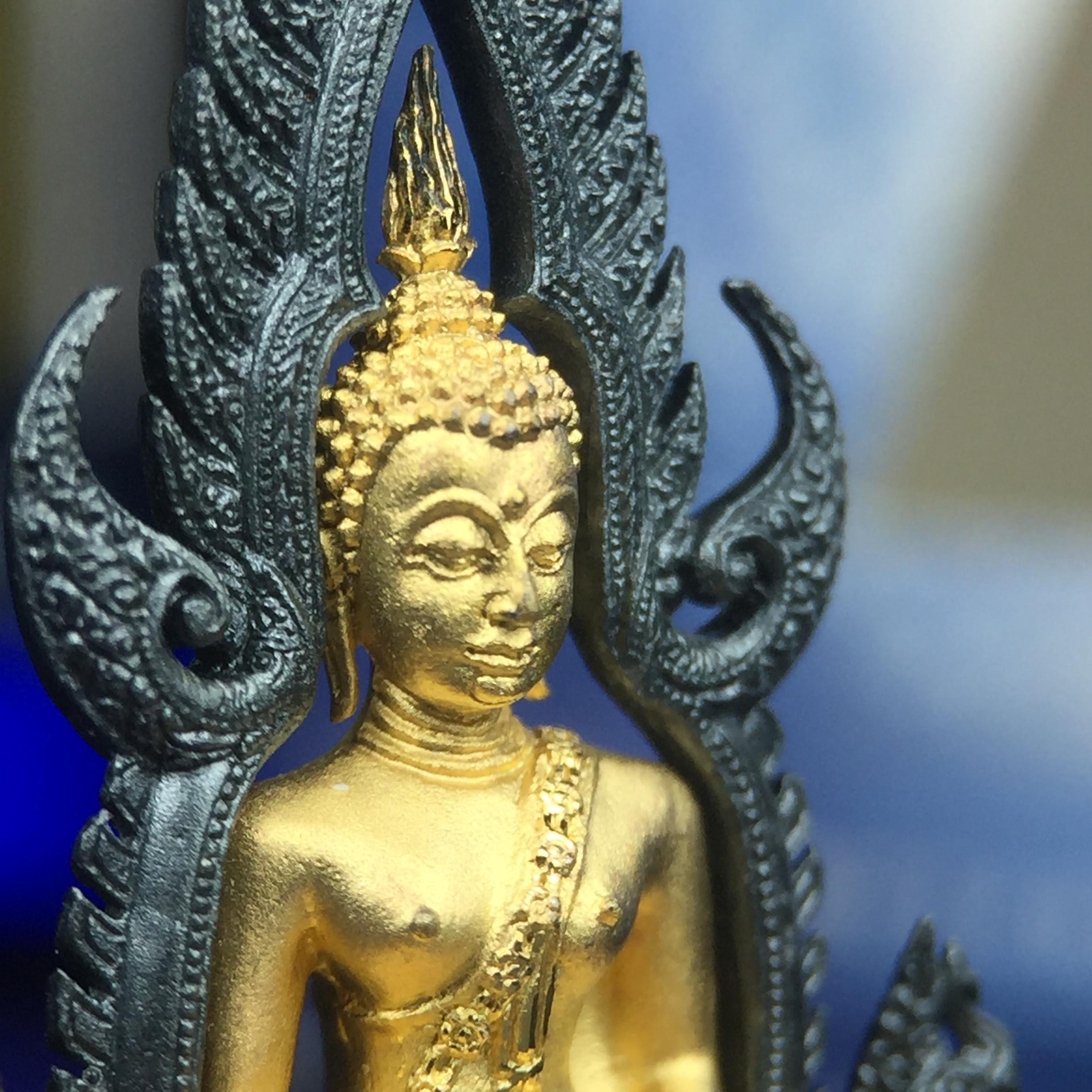 พระพุทธชินราช ภปร. โครงการ เพราะแผ่นดินนี้คือแผ่นดินเกิด เนื้อเงินชุบทองคำซุ้มรมดำ ปี2551 ขนาดหน้าตัก1/2นิ้ว(3.5*2.5 ซม.) (สวยงามหายาก)1ใน 5000 องค์