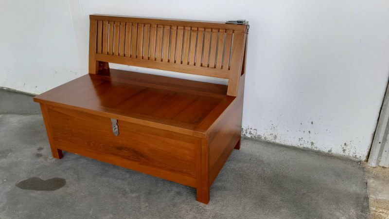 เก้าอี้นั่งเก็บของได้57x100x75ซม.ไม้สักแท้