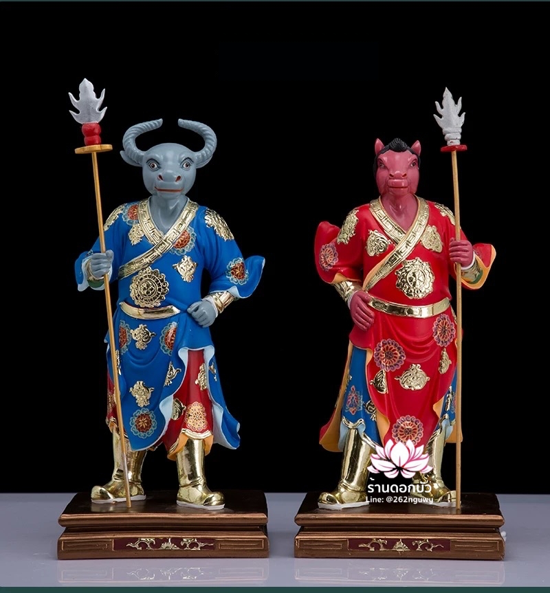 ยมบาลหัววัวหัวม้า ยมทูตหัววัวหน้าม้า งานเรซิ่น ขนาด 8/12/16 นิ้ว