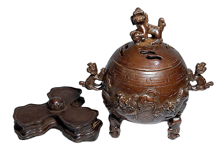 เตากำยาน กระถางกำยาน กระถางธูป ทองเหลืองสไตล์จีน