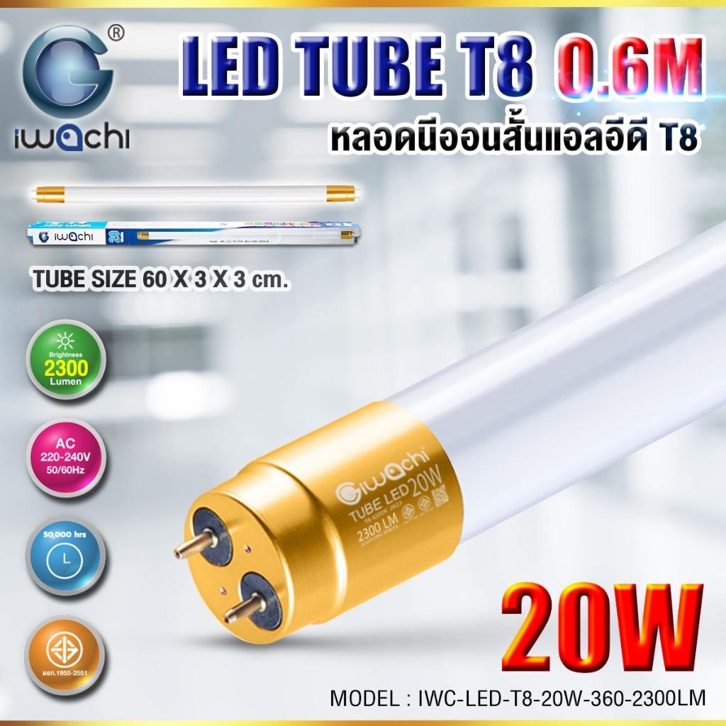 **เฉพาะหลอด** IWACHI ยกลัง เฉพาะหลอด T8 รุ่น TUBE LED 20W 40W ยกลัง 30 หลอด ไฟเข้า 2 ทาง