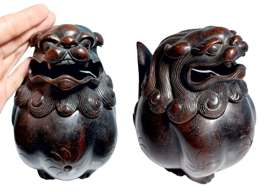 เตากำยาน เตาจุดกำยาน ทองเหลืองสไตล์จีน -สิงโตจีน Foo dog หรือ Fu dog