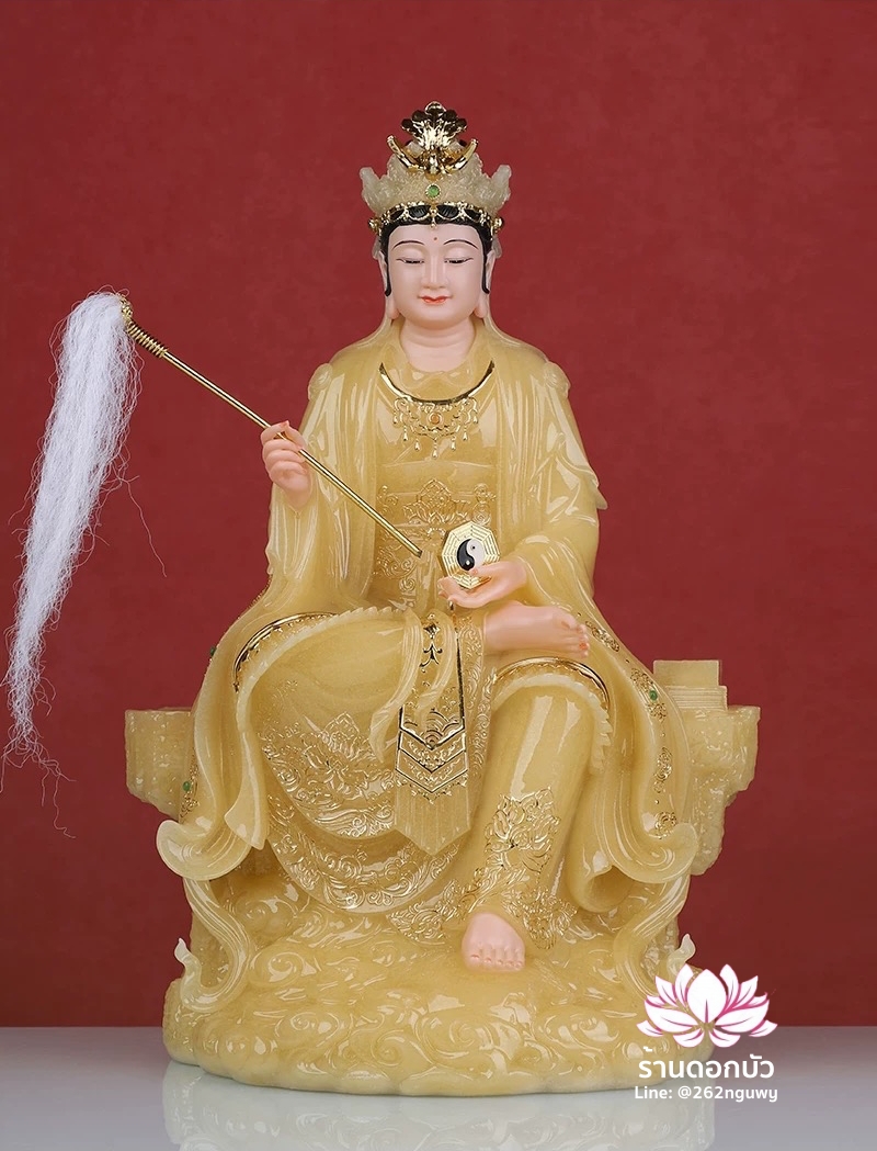ตี่บ้อเนี่ยเนี้ย ตี่บ้อเหนียวเหนียว พระแม่ธรณีจีน ปางประทับนั่งบัลลังก์ งานหินอ่อนคุณภาพสูง ขนาด 16 นิ้ว