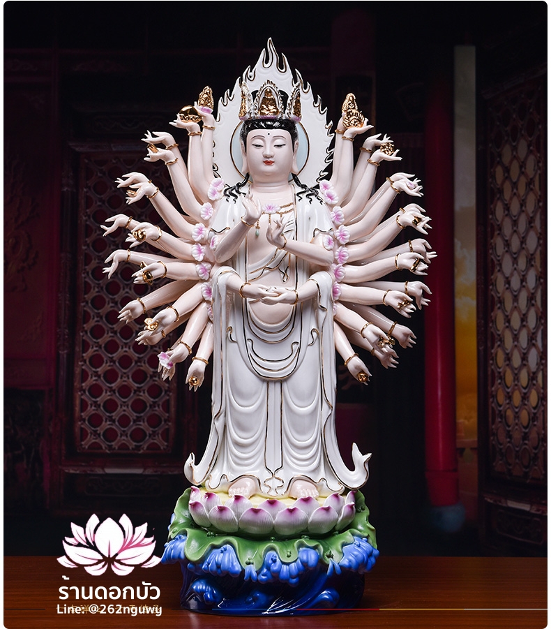 พระโพธิสัตว์กวนอิมพันเนตรพันกร พระแม่กวนอิมพันมือ พระโพธิสัตว์อวโลกิเตศวร 36 กร ปางยืน ขนาด 21 นิ้ว