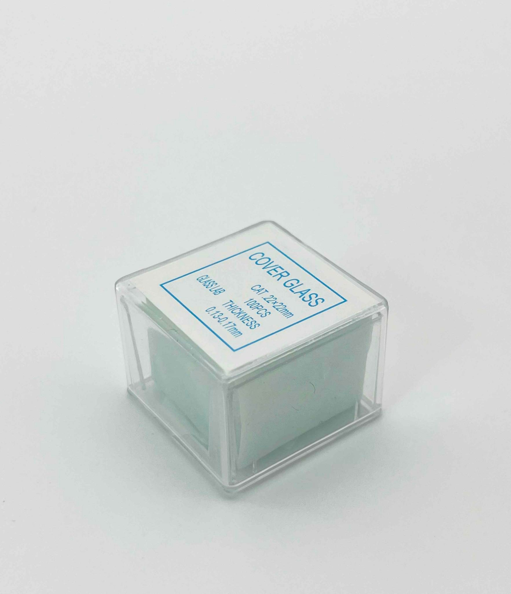 0722111 กระจกปิดสไลด์, แผ่นปิดกระจกสไลด์, Cover glass ขนาด 22x22 mm