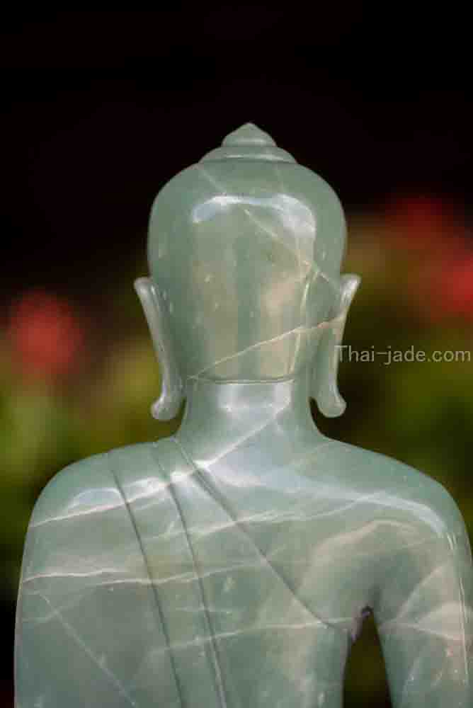 พระปางสมาธิ หินเขียว หินอเวจูลีน ขนาดหน้าตัก9นิ้ว พระแกะสลักหิน งานศิลปะ มีฝีมือ
