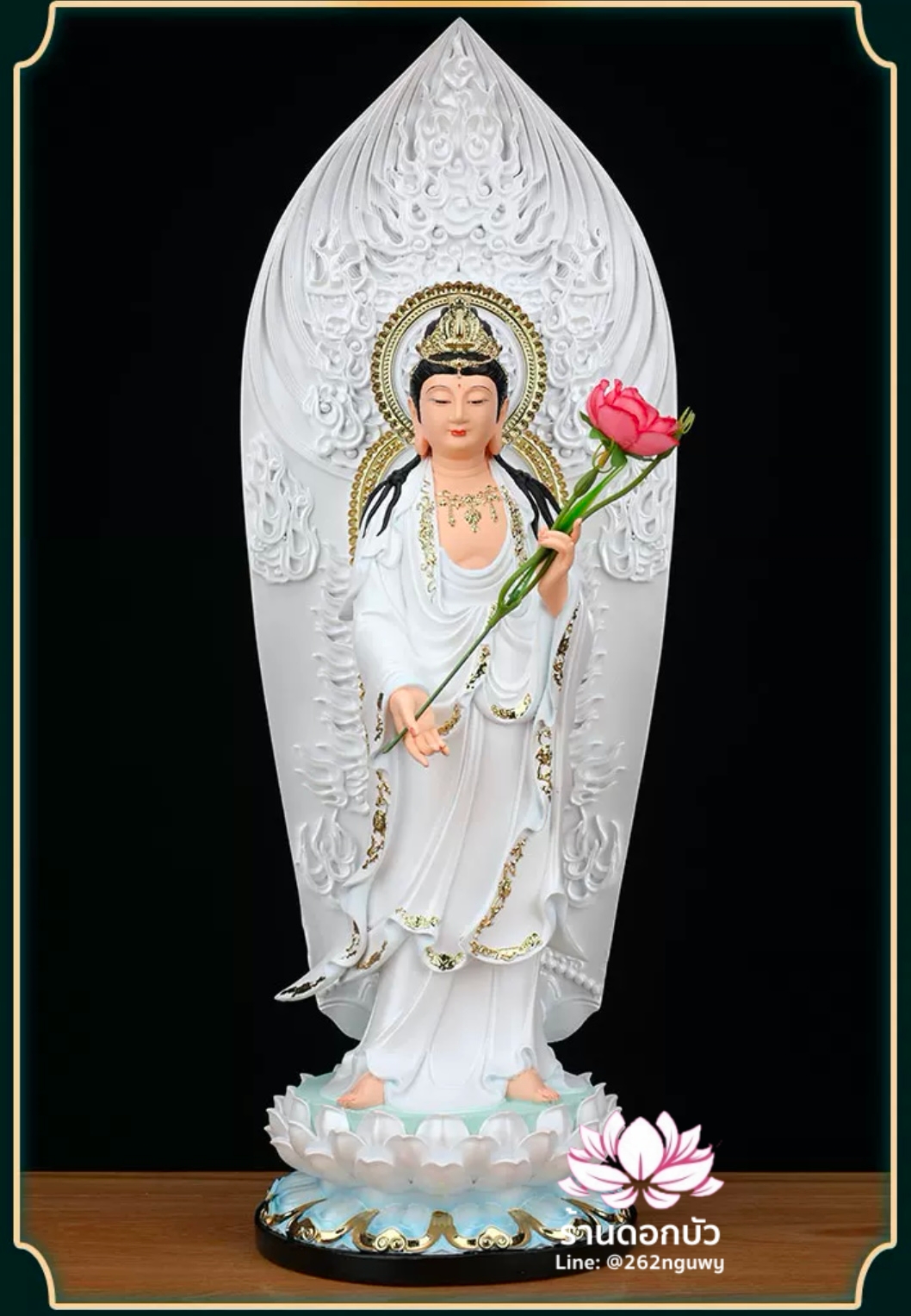 พระพุทธเจ้า (พระยูไล) พระโพธิสัตว์กวนอิม (กวนอิมผ่อสัก) พระมหาสถามปราปต์โพธิสัตว์ (ไต่ซีจี่ผ่อสัก) ปางยืนบนดอกบัว ขนาด 16/19/26/36 นิ้ว